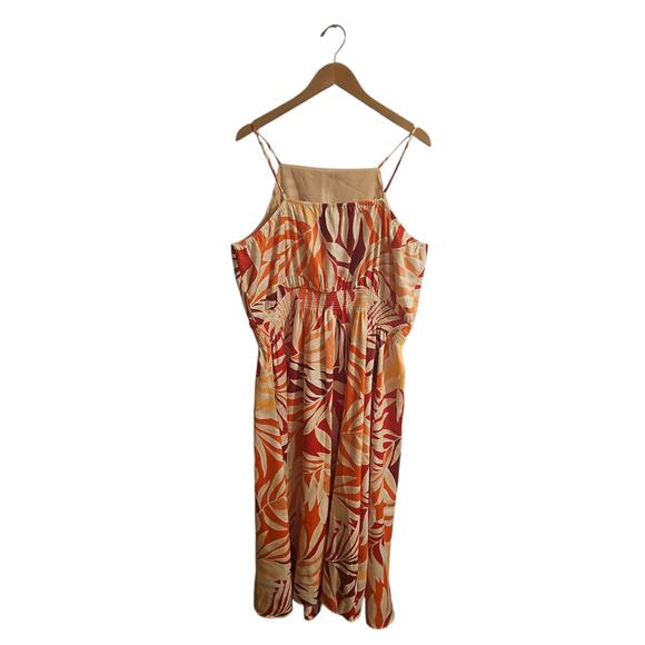 Ann Taylor fit n flare tropical print spaghetti straps midi dress sz XXL - Picture 4 of 9
